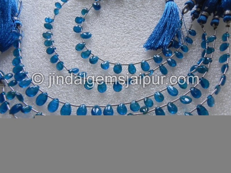 Neon Blue Apatite Plain Pear Beads